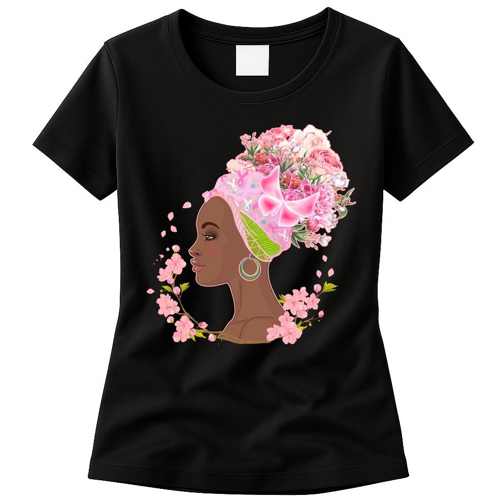 Breast Cancer Awareness Pink Flower Warrior Survivor Womens T-Shirt