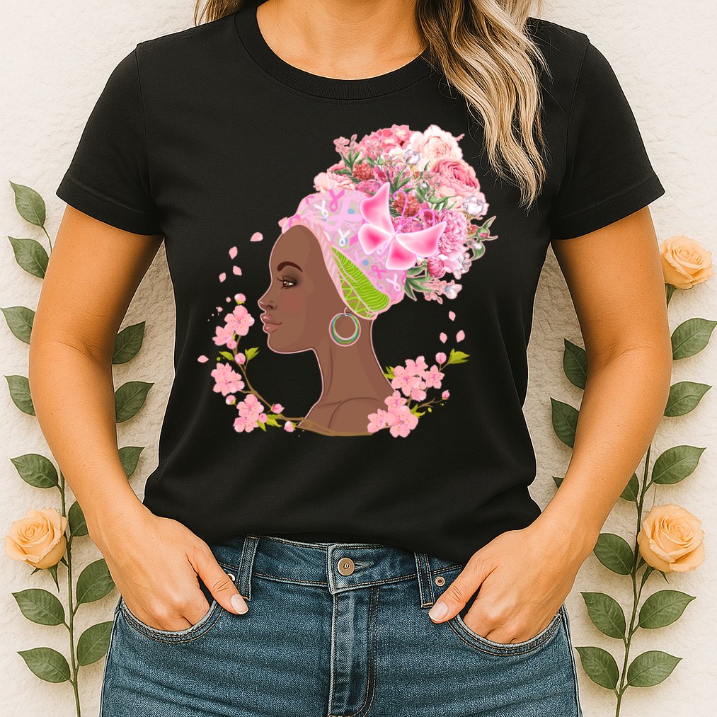 Breast Cancer Awareness Pink Flower Warrior Survivor Womens T-Shirt