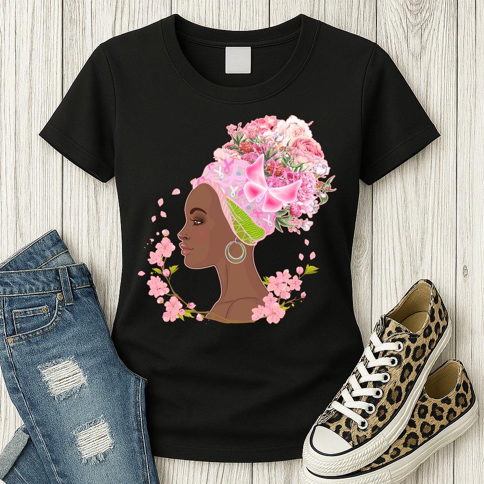 Breast Cancer Awareness Pink Flower Warrior Survivor Womens T-Shirt