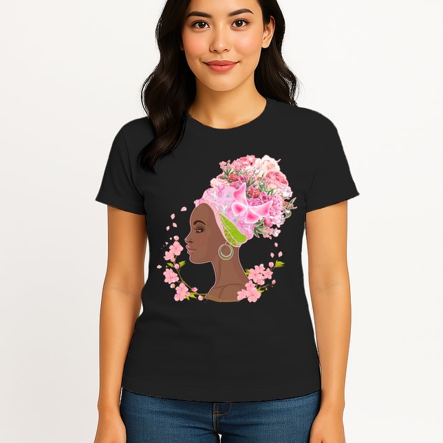 Breast Cancer Awareness Pink Flower Warrior Survivor Womens T-Shirt