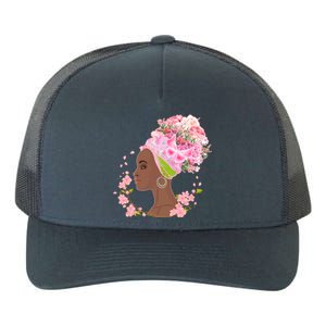 Breast Cancer Awareness Pink Flower Warrior Survivor Yupoong Adult 5-Panel Trucker Hat