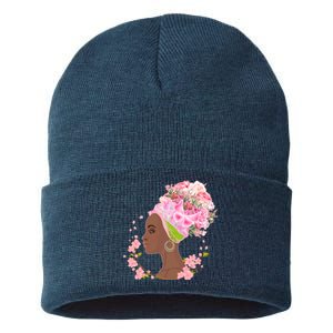 Breast Cancer Awareness Pink Flower Warrior Survivor Sustainable Knit Beanie