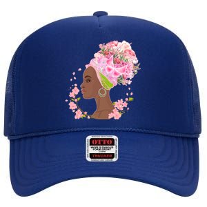 Breast Cancer Awareness Pink Flower Warrior Survivor High Crown Mesh Back Trucker Hat