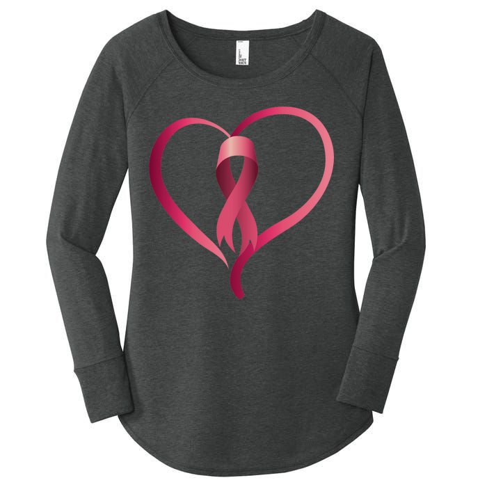 Breast Cancer Awareness Ribbon Heart Women's Perfect Tri Tunic Long Sleeve Shirt