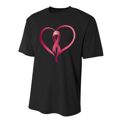 Breast Cancer Awareness Ribbon Heart Youth Performance Sprint T-Shirt