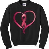 Breast Cancer Awareness Ribbon Heart Kids Sweatshirt