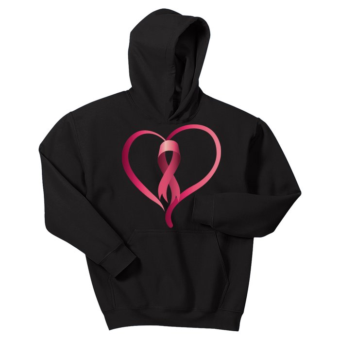 Breast Cancer Awareness Ribbon Heart Kids Hoodie