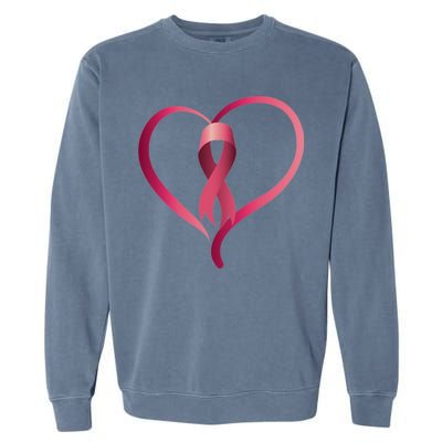 Breast Cancer Awareness Ribbon Heart Garment-Dyed Sweatshirt