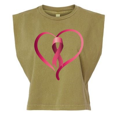 Breast Cancer Awareness Ribbon Heart Garment-Dyed Women's Muscle Tee