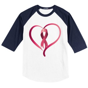 Breast Cancer Awareness Ribbon Heart Baseball Sleeve Shirt