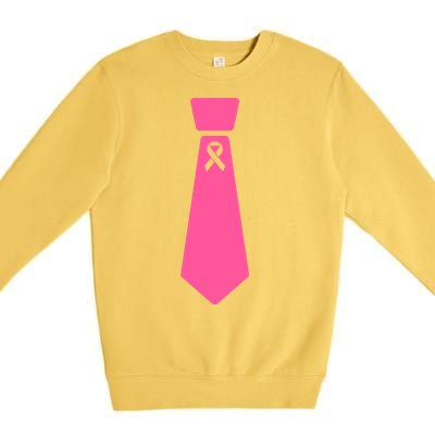 Breast Cancer Awareness Ribbon Tie Premium Crewneck Sweatshirt