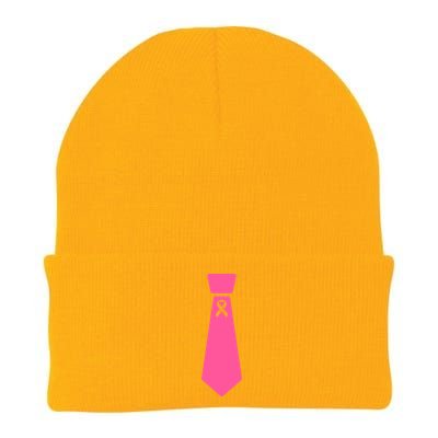 Breast Cancer Awareness Ribbon Tie Knit Cap Winter Beanie