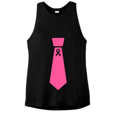 Breast Cancer Awareness Ribbon Tie Ladies PosiCharge Tri-Blend Wicking Tank