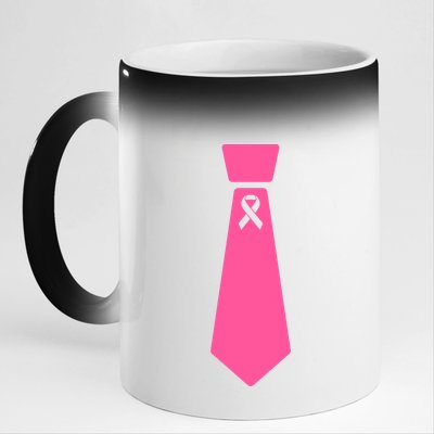 Breast Cancer Awareness Ribbon Tie 11oz Black Color Changing Mug