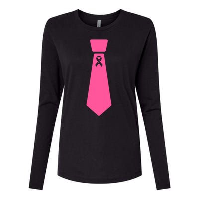 Breast Cancer Awareness Ribbon Tie Womens Cotton Relaxed Long Sleeve T-Shirt