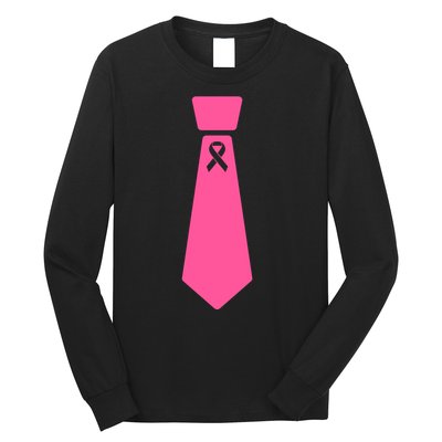 Breast Cancer Awareness Ribbon Tie Long Sleeve Shirt