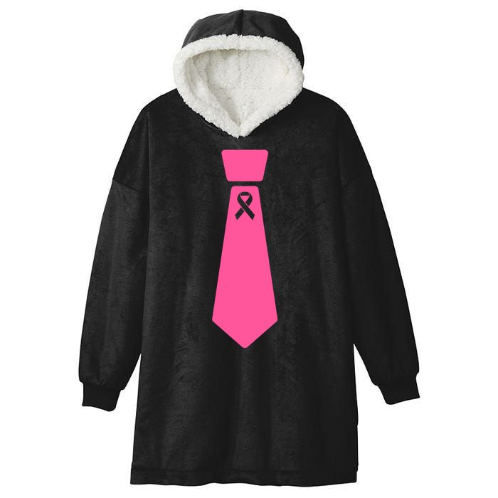 Breast Cancer Awareness Ribbon Tie Hooded Wearable Blanket