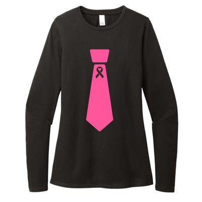 Breast Cancer Awareness Ribbon Tie Womens CVC Long Sleeve Shirt