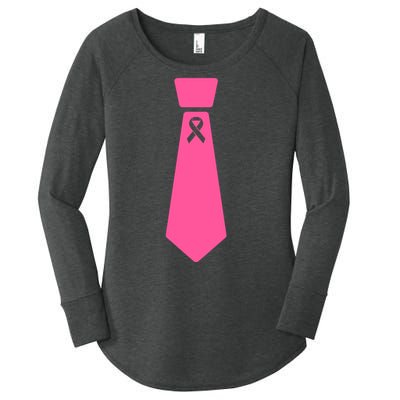 Breast Cancer Awareness Ribbon Tie Women's Perfect Tri Tunic Long Sleeve Shirt