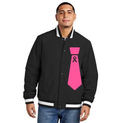 Breast Cancer Awareness Ribbon Tie Insulated Varsity Jacket