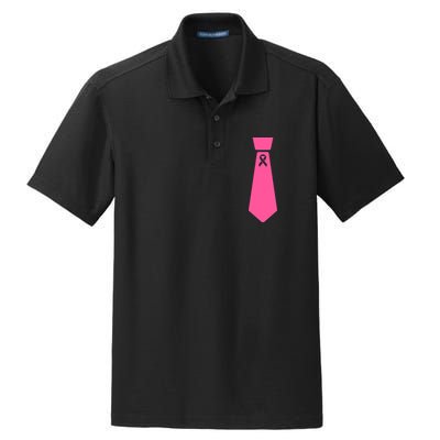 Breast Cancer Awareness Ribbon Tie Dry Zone Grid Polo