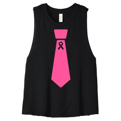 Breast Cancer Awareness Ribbon Tie Women's Racerback Cropped Tank