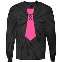 Breast Cancer Awareness Ribbon Tie Tie-Dye Long Sleeve Shirt