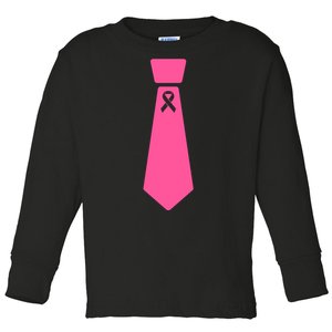 Breast Cancer Awareness Ribbon Tie Toddler Long Sleeve Shirt