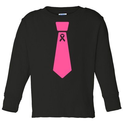 Breast Cancer Awareness Ribbon Tie Toddler Long Sleeve Shirt