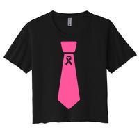 Breast Cancer Awareness Ribbon Tie Women's Crop Top Tee