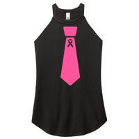 Breast Cancer Awareness Ribbon Tie Women's Perfect Tri Rocker Tank