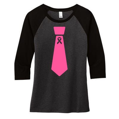 Breast Cancer Awareness Ribbon Tie Women's Tri-Blend 3/4-Sleeve Raglan Shirt