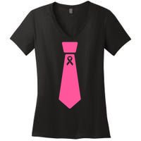 Breast Cancer Awareness Ribbon Tie Women's V-Neck T-Shirt