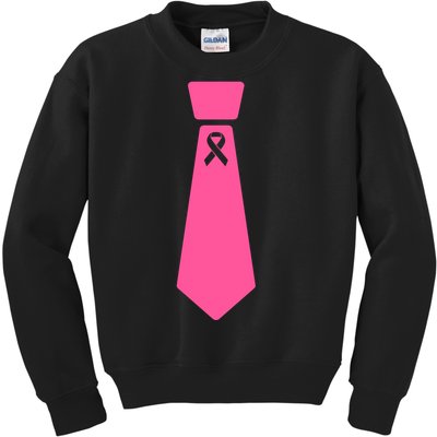 Breast Cancer Awareness Ribbon Tie Kids Sweatshirt