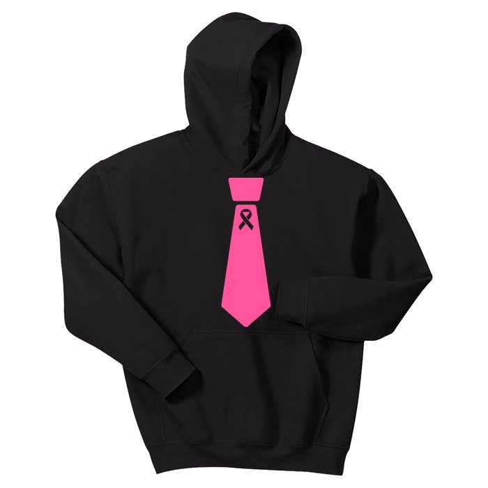 Breast Cancer Awareness Ribbon Tie Kids Hoodie