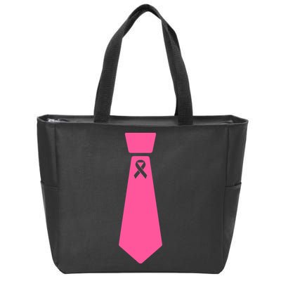 Breast Cancer Awareness Ribbon Tie Zip Tote Bag