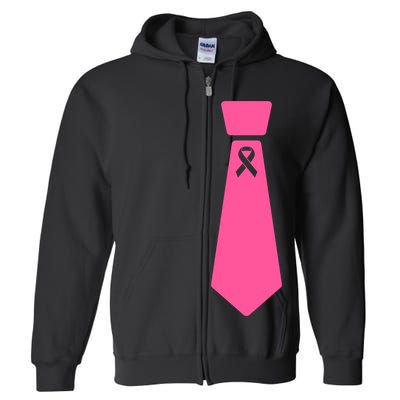 Breast Cancer Awareness Ribbon Tie Full Zip Hoodie