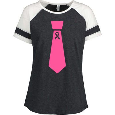 Breast Cancer Awareness Ribbon Tie Enza Ladies Jersey Colorblock Tee