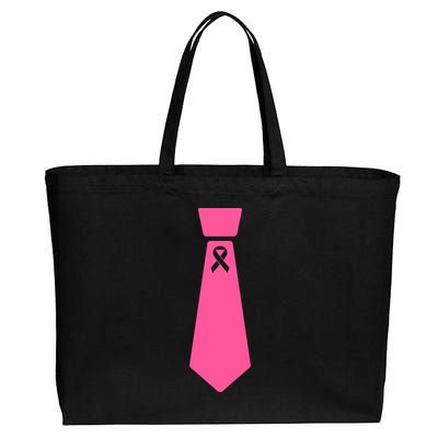 Breast Cancer Awareness Ribbon Tie Cotton Canvas Jumbo Tote