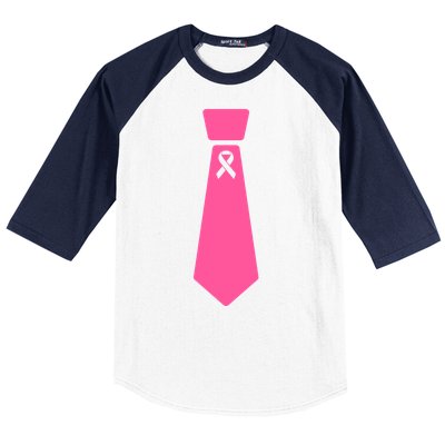 Breast Cancer Awareness Ribbon Tie Baseball Sleeve Shirt