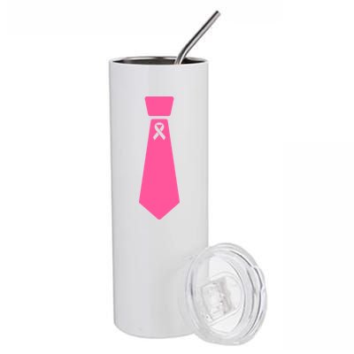 Breast Cancer Awareness Ribbon Tie Stainless Steel Tumbler