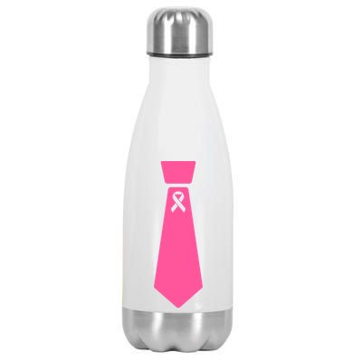 Breast Cancer Awareness Ribbon Tie Stainless Steel Insulated Water Bottle