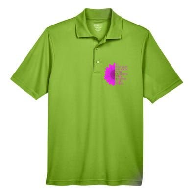 Breast Cancer Awareness Sunflower Quote Men's Origin Performance Pique Polo