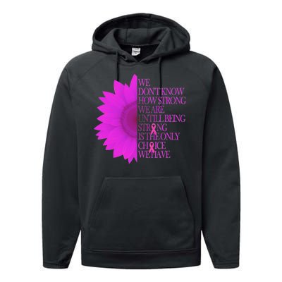 Breast Cancer Awareness Sunflower Quote Performance Fleece Hoodie