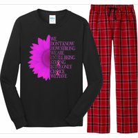 Breast Cancer Awareness Sunflower Quote Long Sleeve Pajama Set