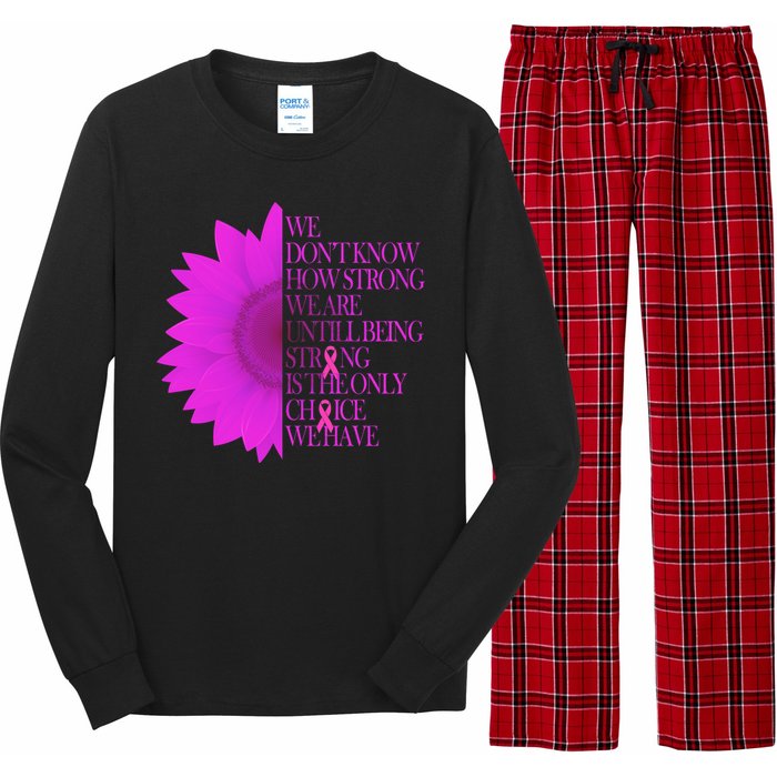 Breast Cancer Awareness Sunflower Quote Long Sleeve Pajama Set