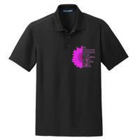 Breast Cancer Awareness Sunflower Quote Dry Zone Grid Polo