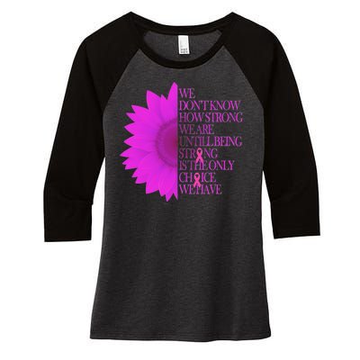 Breast Cancer Awareness Sunflower Quote Women's Tri-Blend 3/4-Sleeve Raglan Shirt