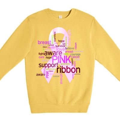 Breast Cancer Awareness Word Mash-Up Premium Crewneck Sweatshirt