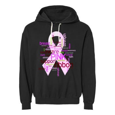 Breast Cancer Awareness Word Mash-Up Garment-Dyed Fleece Hoodie